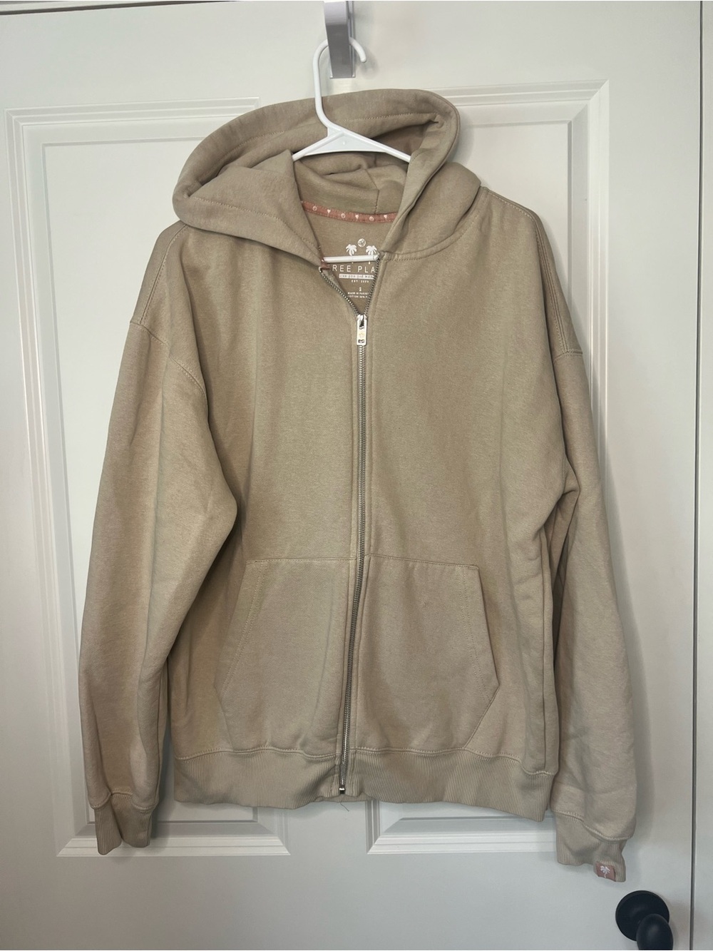 Free Planet Neutral Beige Full-Zip Hoodie